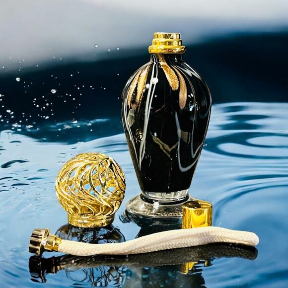 Art Glass Oil Diffuser-La Tee Da-Black Marble Urn-Fragrance Effusion Lamp Bottle - Picture 4 of 7